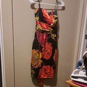 Vibrant Floral Strapless Dress